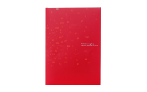 Rote Karton-Konferenzmappe der Hochschule Augsburg