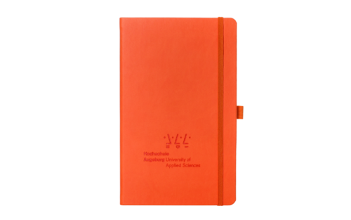 Oranges Notizbuch A5 der Hochschule Augsburg