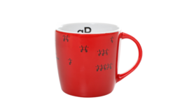 Rote Kaffeetasse der Hochschule Augsburg