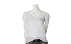 Weißes Lady T-Shirt mit V-Ausschnitt der Hochschule Augsburg