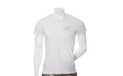 Weißes T-Shirt mit V-Ausschnitt der Hochschule Augsburg
